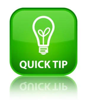 Quick tip (bulb icon) special green square button Illustrazione stock