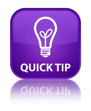 Quick tip (bulb icon) special purple square button Stock Illustration
