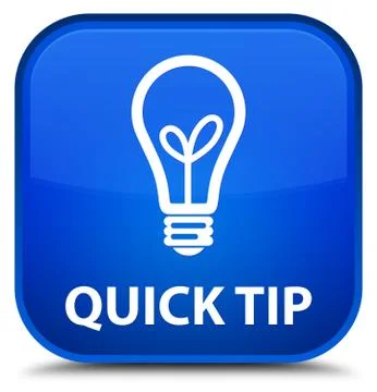 Quick tip (bulb icon) special blue square button Illustrazione stock