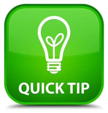 Quick tip (bulb icon) special green square button Stock Illustration