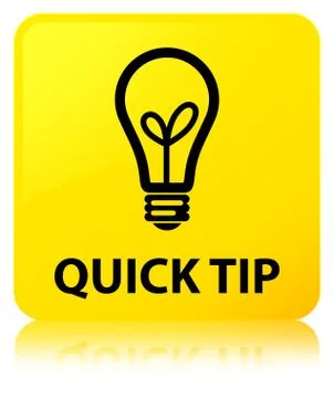 Quick tip (bulb icon) yellow square button Stock Illustration