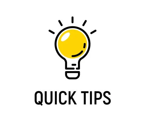 Quick tip hint vector icon bulb. Fact tip idea line icon logo guide Stock Illustration