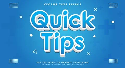 Quick Tips 3d Cartoon Style Editable Text effect Stock Illustration