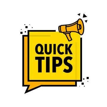 Quick tips Announcement Megaphone Label. Loudspeaker speech bubble. Stock Illustration