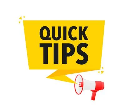 Quick tips Announcement Megaphone Label. Loudspeaker speech bubble. Stock Illustration