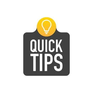 Quick Tips badge, banner with light bulb and speech bubble isolated on white  Stock Illustration