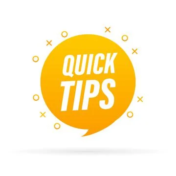 Quick Tips badge, banner vector with light bulb and speech bubble isolated on Stock Illustration