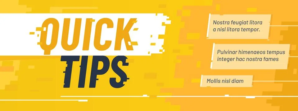 Quick tips banner vector retro template background Stockillustratie