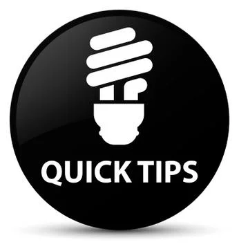 Quick tips (bulb icon) black round button Stock Illustration