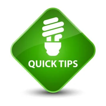Quick tips (bulb icon) elegant green diamond button Illustrazione stock