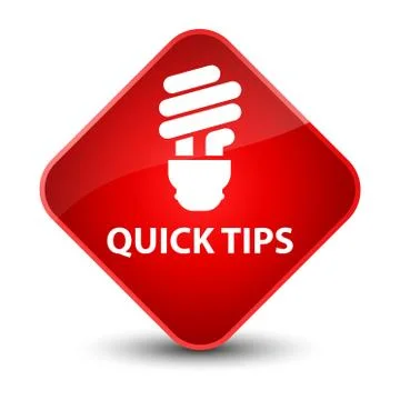 Quick tips (bulb icon) elegant red diamond button Illustrazione stock