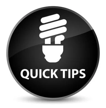 Quick tips (bulb icon) elegant black round button Stock Illustration