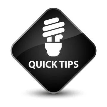 Quick tips (bulb icon) elegant black diamond button Stock Illustration