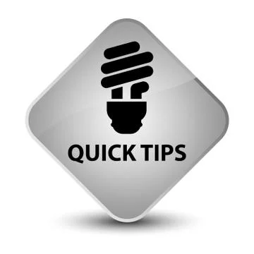Quick tips (bulb icon) elegant white diamond button Stock Illustration