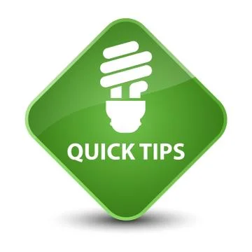 Quick tips (bulb icon) elegant soft green diamond button Illustrazione stock