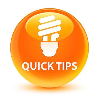 Quick tips (bulb icon) glassy orange round button Stock Illustration