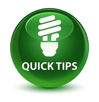 Quick tips (bulb icon) glassy soft green round button Stock Illustration