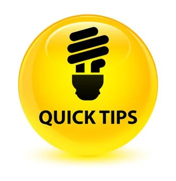 Quick tips (bulb icon) glassy yellow round button Stock Illustration