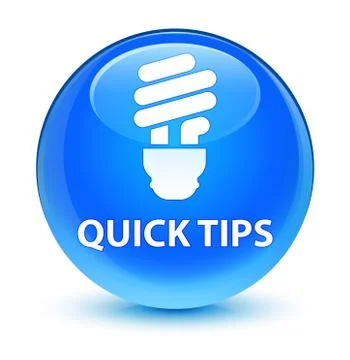 Quick tips (bulb icon) glassy cyan blue round button Stock Illustration