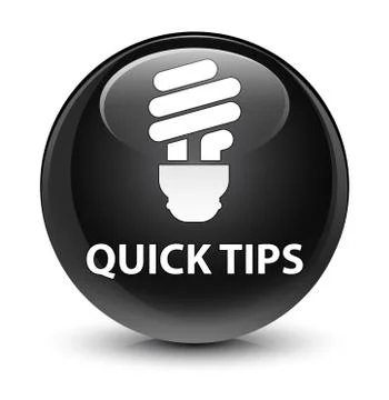 Quick tips (bulb icon) glassy black round button Illustrazione stock