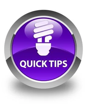 Quick tips (bulb icon) glossy purple round button Stock Illustration