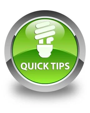 Quick tips (bulb icon) glossy green round button Illustrazione stock