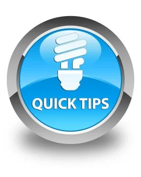 Quick tips (bulb icon) glossy cyan blue round button Stock Illustration
