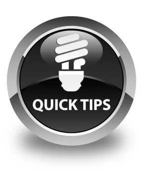 Quick tips (bulb icon) glossy black round button Illustrazione stock