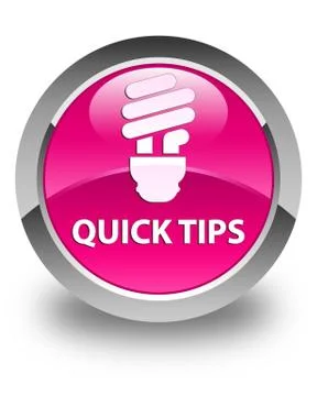 Quick tips (bulb icon) glossy pink round button Illustrazione stock