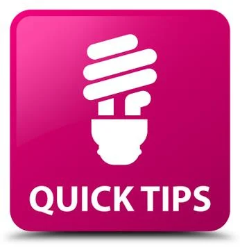 Quick tips (bulb icon) pink square button Illustrazione stock