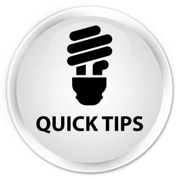 Quick tips (bulb icon) premium white round button Stock Illustration