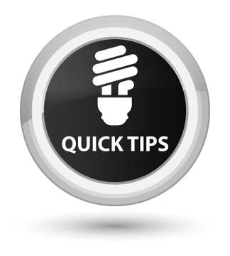 Quick tips (bulb icon) prime black round button Stock Illustration