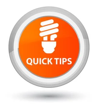 Quick tips (bulb icon) prime orange round button Stock Illustration