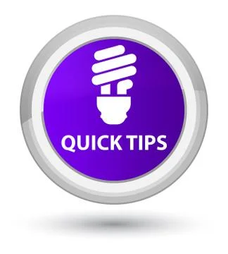 Quick tips (bulb icon) prime purple round button Stock Illustration