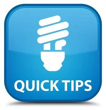 Quick tips (bulb icon) special cyan blue square button Stock Illustration