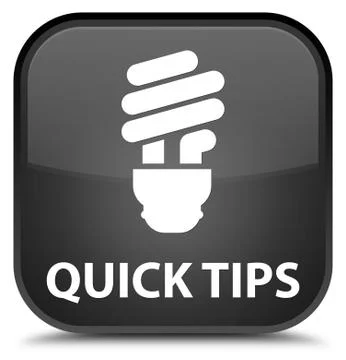 Quick tips (bulb icon) special black square button Illustrazione stock