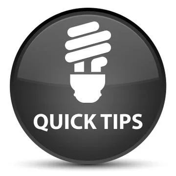 Quick tips (bulb icon) special black round button Illustrazione stock