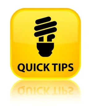 Quick tips (bulb icon) special yellow square button Stock Illustration