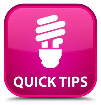 Quick tips (bulb icon) special pink square button Illustrazione stock