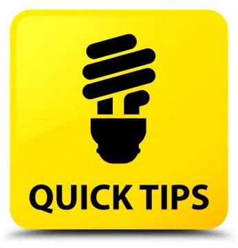 Quick tips (bulb icon) yellow square button Illustrazione stock