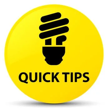 Quick tips (bulb icon) yellow round button Stock Illustration