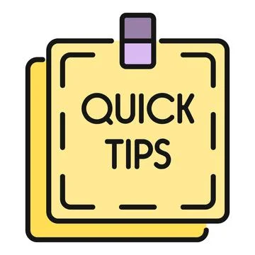Quick tips flat icon on a yellow sticky note イラスト素材