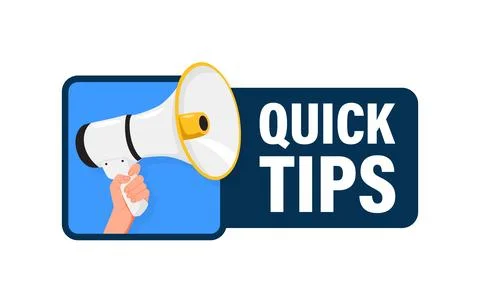 Quick tips. Hand hold megaphone speaker for announce. Attention please. Shouting Stock Illustration