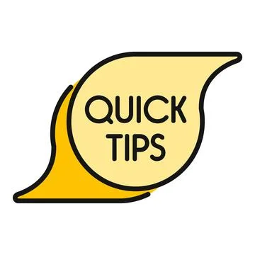 Quick tips helpful advice suggestion yellow speech bubble Stock Illustration