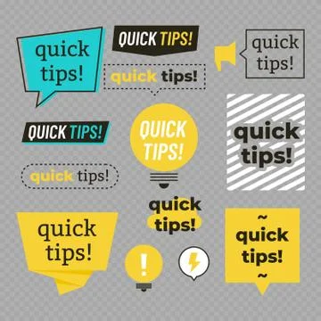 Quick tips, helpful tricks banners vector set Stock Illustration