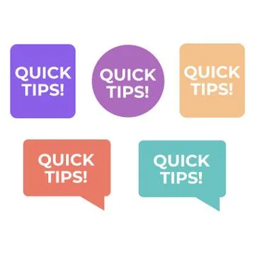 Quick tips helpful tricks emblems. Helpful tip quick idea Stock Illustration