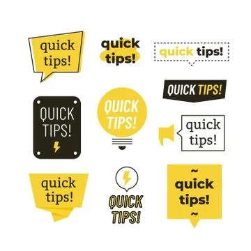 Quick tips, helpful tricks vector logos, emblems and banners vector set isolated Stock Illustration