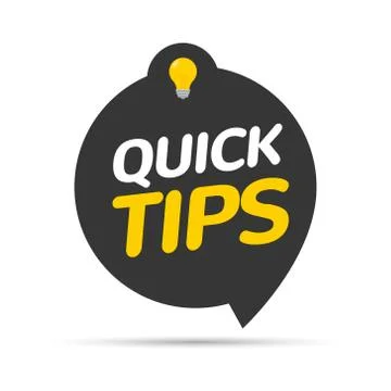 Quick tips icon badge. Top tips advice note icon. Idea bulb education tricks Stock Illustration