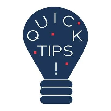 Quick tips information button. lightbulb template isolated on white background. Stock Illustration