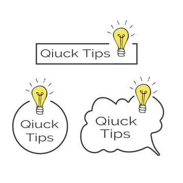 Quick tips information button set. Textured message icons with doodle lightbulb Stock Illustration